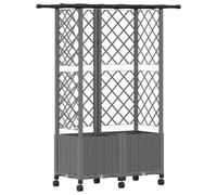 vidaXL: Jardín elevado con enrejado y cubierta, color gris claro, 124 x 40 x 142 cm, material: PP