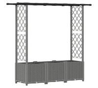 vidaXL: Jardín elevado con enrejado y cubierta, color gris claro, 162,5 x 40 x 136 cm