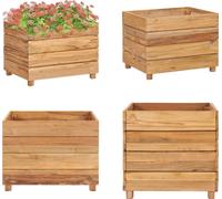 vidaXL: Jardín elevado de 50x40x38 cm, madera maciza de teca y acero. Jardín elevado, macetero elevado