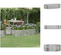 vidaXL: Jardín elevado de acero con recubrimiento en polvo, 175x100x36 cm, color plateado - Macetas y jardineras