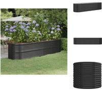 vidaXL: Jardín elevado de acero con recubrimiento en polvo, 296x80x68 cm, color antracita - Macetas y jardineras