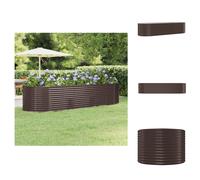 vidaXL: Jardín elevado de acero con recubrimiento en polvo, 322x100x68 cm, color marrón - Macetas y jardineras