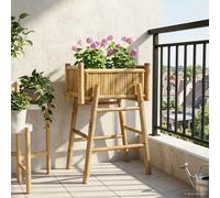 vidaXL Jardín Macetero Con Soporte 50 x 38 x 74 cm Bambú, Macetero de bambú, soporte de plantas duradero para , decoración exterior , estética beige para y verano