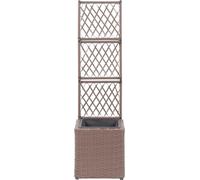 vidaXL: Jardín vertical elevado con celosía, 1 maceta, 30x30x107 cm, ratán sintético, color marrón