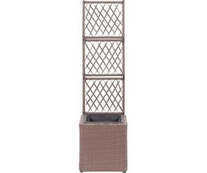 vidaXL: Jardín vertical elevado con celosía, 1 maceta, 30x30x107 cm, ratán sintético, color marrón