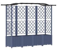 vidaXL: Jardín vertical elevado con enrejado y cubierta, color gris, 204 x 40 x 138 cm, material: PP