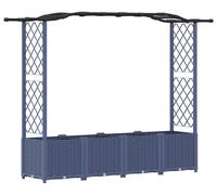 vidaXL: Jardín vertical elevado con enrejado y cubierta, color gris, 204 x 40 x 138 cm, material: PP
