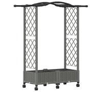 vidaXL: Jardín vertical elevado con enrejado y cubierta, color gris claro, 124 x 40 x 129 cm, material: PP