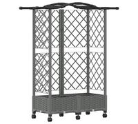 vidaXL: Jardín vertical elevado con enrejado y cubierta, color gris claro, 124 x 40 x 129 cm, material: PP