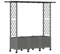 vidaXL: Jardín vertical elevado con enrejado y cubierta, color gris claro, 162,5 x 40 x 142 cm