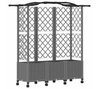 vidaXL: Jardín vertical elevado con enrejado y cubierta, color gris claro, 163 x 40 x 144 cm, material: PP