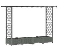vidaXL: Jardín vertical elevado con enrejado y cubierta, color gris claro, 203 x 40 x 121 cm, material: PP
