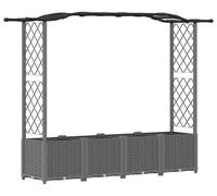 vidaXL: Jardín vertical elevado con enrejado y cubierta, color gris claro, 204 x 40 x 138 cm, material: PP
