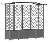 vidaXL: Jardín vertical elevado con enrejado y cubierta, color gris claro, 204 x 40 x 138 cm, material: PP