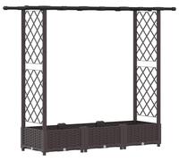 vidaXL: Jardín vertical elevado con enrejado y cubierta, color marrón, 164 x 40 x 121 cm, material: PP