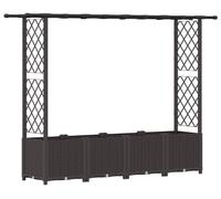 vidaXL: Jardín vertical elevado con enrejado y cubierta, color marrón, 203 x 40 x 136 cm, material: PP