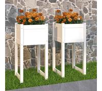 vidaXL Jardinera 2 unidades madera maciza de pino blanco 40x40x81 cm