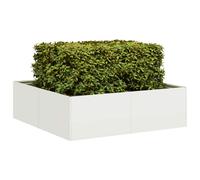 vidaXL Jardinera de acero blanco 100x100x30 cm – Macetero lecho elevado con bandeja