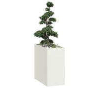 vidaXL Jardinera Acero Blanco 40x80x80 cm, macetero, Soporte para Plantas, lecho Elevado, Soporte para jardineras, Bandeja para Plantas