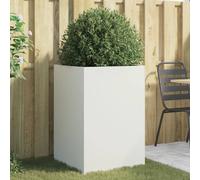 vidaXL Jardinera macetero elevado para plantas, flores y hierbas, acero blanco 52x48x75 cm