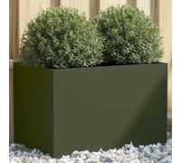vidaXL Jardinera Macetero arriate elevado en acero 62x40x39 cm Verde oliva
