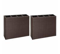 vidaXL Arriates 2 uds (4 maceteros) Ratán sintético impermeable y duradero – Marrón