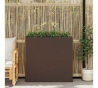 vidaXL Jardinera alta con 4 macetas ratán sintético marrón