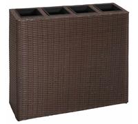 vidaXL Arriate Rectangular Cuatro Macetas de Ratán Sintético Marrón Jardinera