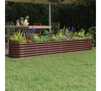 vidaXL Jardinera arriate elevado macetero de acero galvanizado Marrón 260x40x36 cm