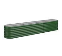 vidaXL Jardinera Arriate Elevado Macetero Maceta Tiesto Soporte para Plantas Vegetales Hierbas de Acero Galvanizado Verde 224x40x36 cm