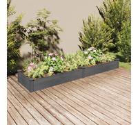vidaXL Jardinera arriate de madera de abeto maciza con forro gris 240x60x25 cm
