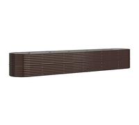 vidaXL Jardinera Arriate Elevado Macetero Maceta Tiesto Soporte para Plantas Vegetales Hierbas Acero con Recubrimiento en Polvo Marrón 440x80x68cm