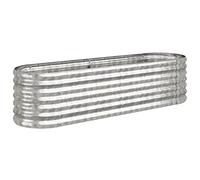 vidaXL Jardinera Arriate Elevado Macetero Maceta Tiesto Soporte para Plantas Vegetales Hierbas de Acero Recubrimiento en Polvo Plateado 152x40x36 cm