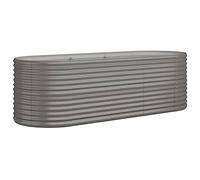 vidaXL Jardinera Arriate Elevado Macetero Maceta Tiesto Soporte para Plantas Vegetales Hierbas de Acero con Recubrimiento en Polvo Gris 224x80x68 cm