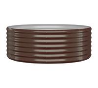 vidaXL Jardinera Arriate Elevado Macetero Maceta Tiesto Soporte para Plantas Vegetales Hierbas de Acero con Recubrimiento Polvo Marrón 100x100x36 cm