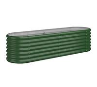 vidaXL Jardinera Arriate Elevado Macetero Maceta Tiesto Soporte para Plantas Vegetales Hierbas de Acero con Recubrimiento en Polvo Verde 152x40x36cm