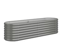vidaXL Jardinera Arriate Elevado Macetero de acero con recubrimiento en polvo Gris 152x40x36 cm