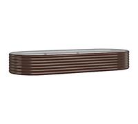 vidaXL Jardinera Arriate Elevado Macetero Maceta Tiesto Soporte para Plantas Vegetales Hierbas de Acero con Recubrimiento Polvo Marrón 249x100x36 cm