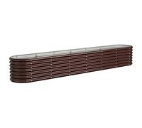 vidaXL Jardinera Arriate Elevado Macetero Maceta Tiesto Soporte para Plantas Vegetales Hierbas de Acero Galvanizado Marrón 260x40x36 cm