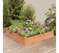 vidaXL Jardinera arriate forro madera maciza abeto marrón 120x120x25cm