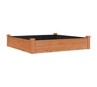vidaXL Jardinera arriate – Forro madera maciza de abeto – Marrón – 120x120x25 cm