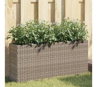vidaXL Jardinera con 2 maceteros de ratán sintético gris 90x20x40 cm