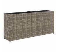 vidaXL Jardinera con 2 maceteros de ratán sintético Gris 90x20x40 cm