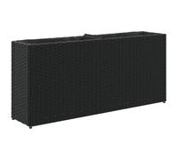 vidaXL Jardinera con 2 maceteros de ratán sintético Negra 90x20x40 cm, Jardinera de Exterior, Jardinera para Flores, macetero para Tomates