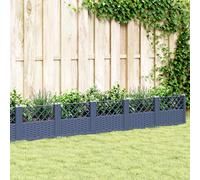 vidaXL Jardinera con clavijas PP azul gris 363,5x43,5x43,5 cm