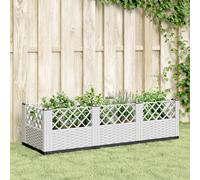 vidaXL Jardinera con clavijas PP blanco 123,5x43,5x43,5 cm