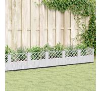 vidaXL Jardinera con clavijas PP blanco 363,5x43,5x43,5 cm