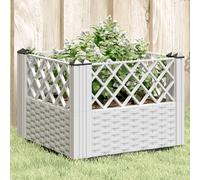 vidaXL Jardinera con clavijas PP blanco 43,5x43,5x43,5 cm