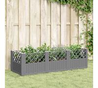 vidaXL Jardinera con clavijas PP gris claro 123,5x43,5x43,5 cm