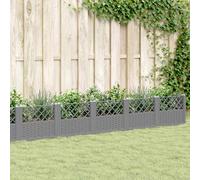 vidaXL Jardinera con clavijas PP gris claro 363,5x43,5x43,5 cm